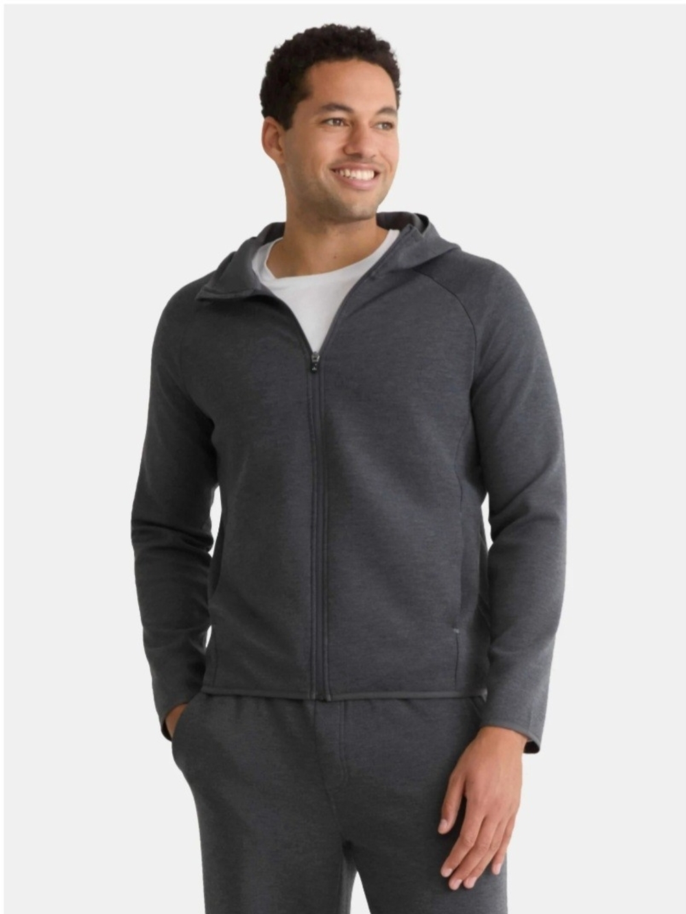Athletic Works Charcoal Gray Full-Zip Hooded Shirt Jacket